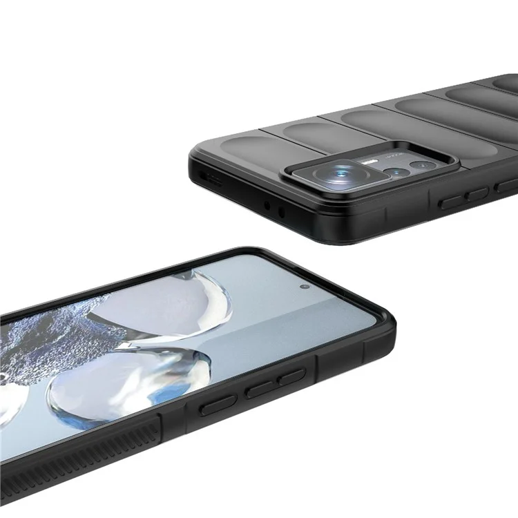 Für Xiaomi 12T Pro 5G Robuste Weiche TPU Handyhülle Stoßfest Schutzhülle - Schwarz