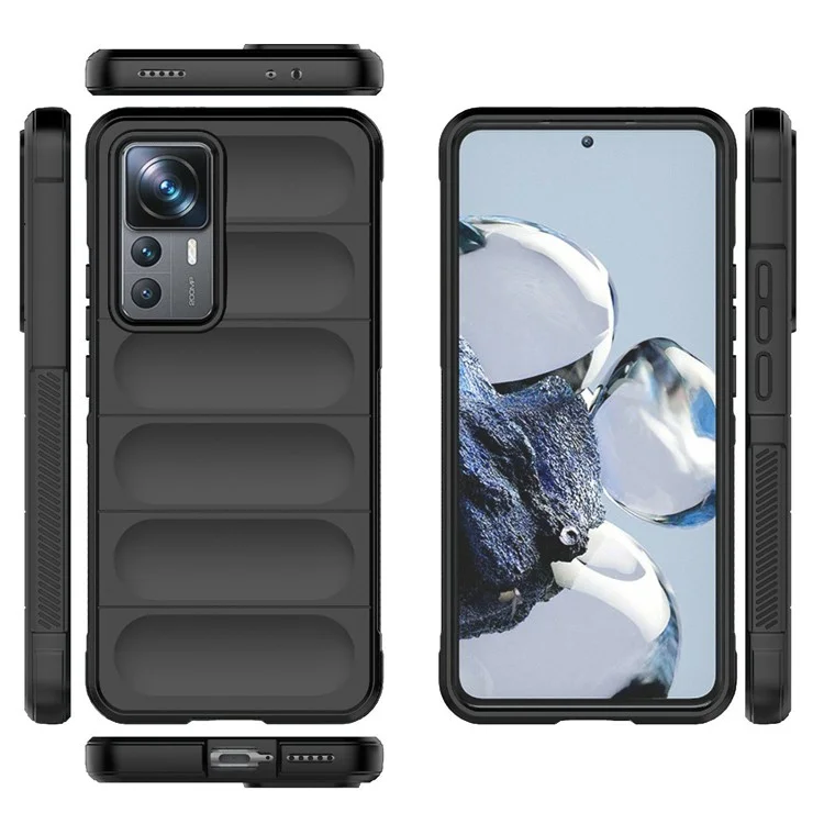 Für Xiaomi 12T Pro 5G Robuste Weiche TPU Handyhülle Stoßfest Schutzhülle - Schwarz