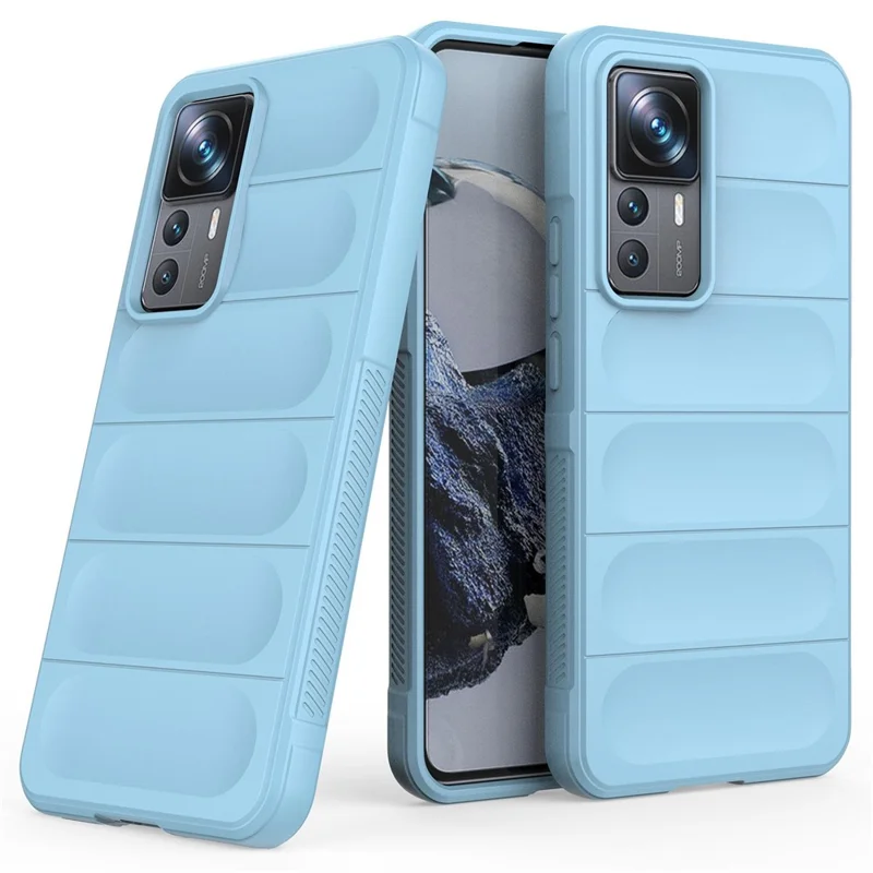 For Xiaomi 12T Pro 5G Rugged Soft TPU Phone Cover Drop-proof Protective Case - Baby Blue