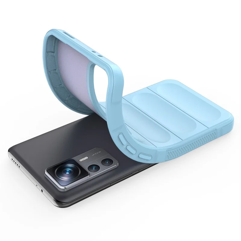 For Xiaomi 12T Pro 5G Rugged Soft TPU Phone Cover Drop-proof Protective Case - Baby Blue