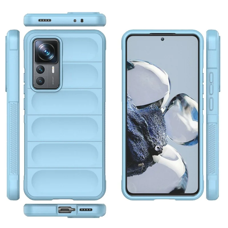 For Xiaomi 12T Pro 5G Rugged Soft TPU Phone Cover Drop-proof Protective Case - Baby Blue