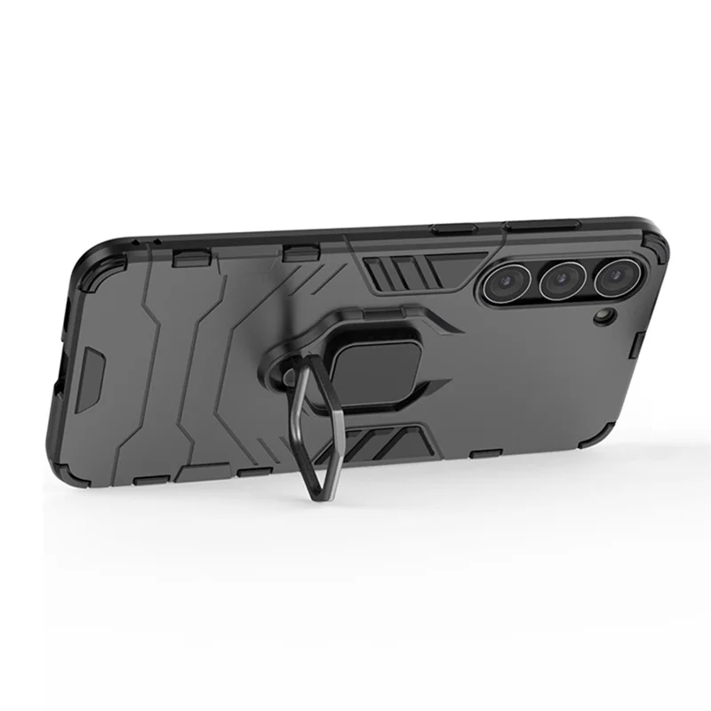 Coque pour Samsung Galaxy S23+ avec support à anneau pivotant, protection double couche PC + TPU, étui antichoc - Noir