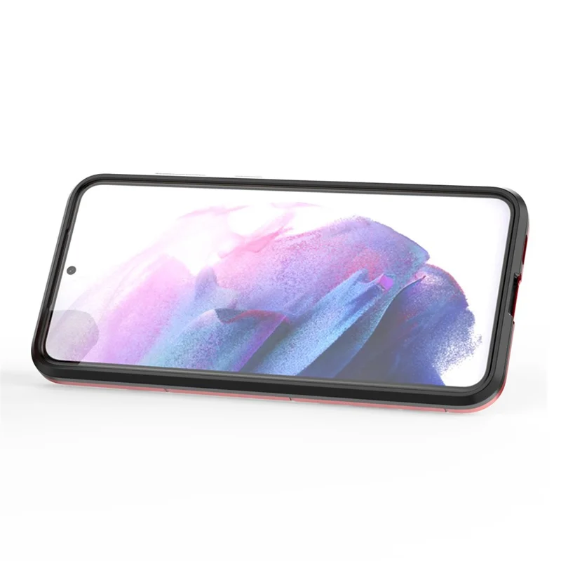 For Samsung Galaxy S23+ Ring Holder Kickstand Phone Case PC + TPU Dual Layer Protection Shockproof Cover - Red