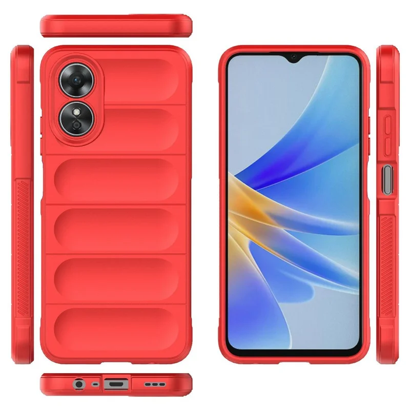Shockproof Mobile Phone Cover for Oppo A17 4G, Drop Protection Soft TPU Protective Case - Red