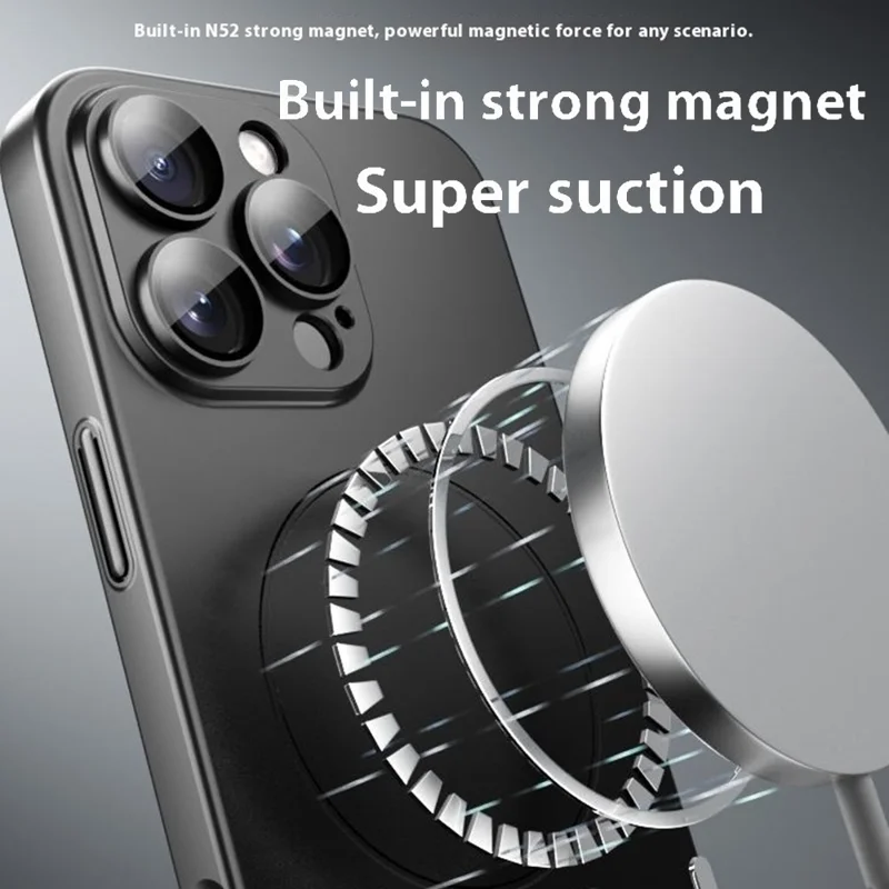 For iPhone 16 Pro Case Lens Protection Hard PC Matte Phone Cover Compatible with MagSafe - Black