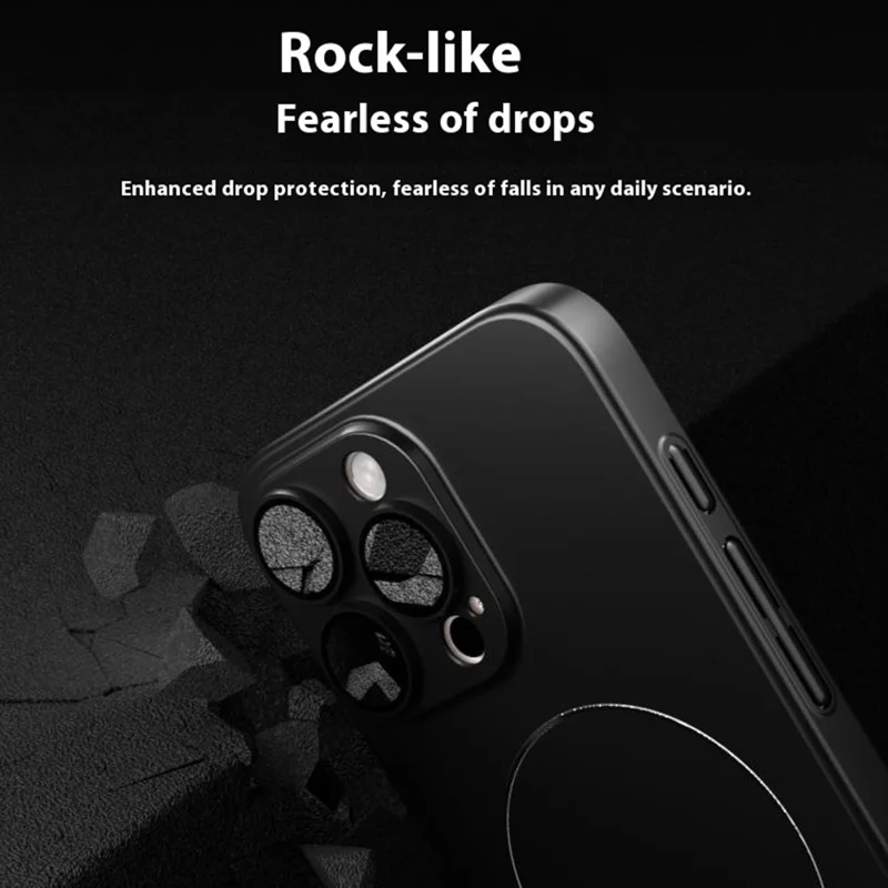 For iPhone 16 Pro Case Lens Protection Hard PC Matte Phone Cover Compatible with MagSafe - Black