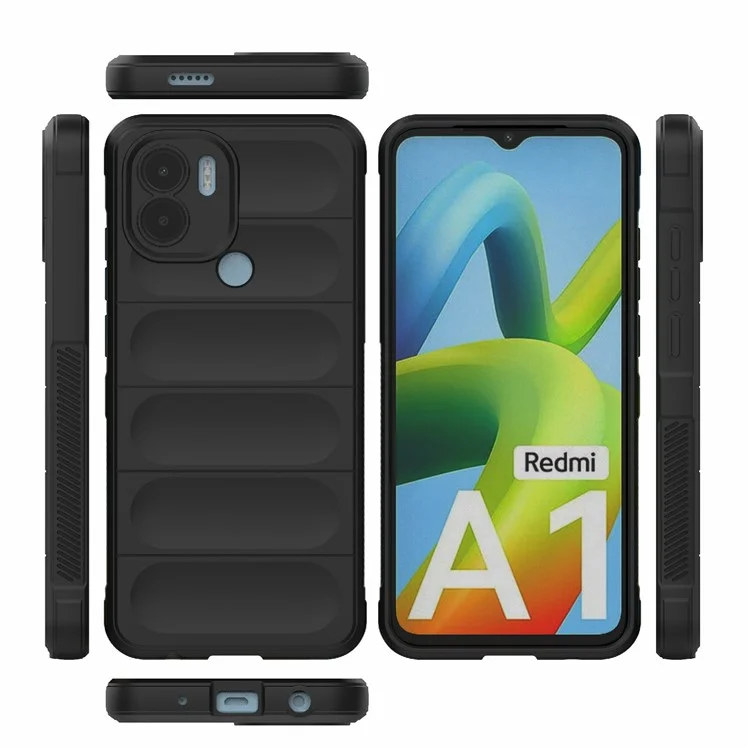 Для Xiaomi Redmi A1+ 4G / A2+ 4G / Poco C50 4G Прочный гибкий TPU чехол для телефона, противоударный чехол для смартфона - черный