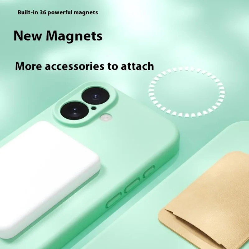 YCADEN For iPhone 17 Case Compatible with MagSafe Precise Cutouts TPU Phone Back Cover - Grass Green