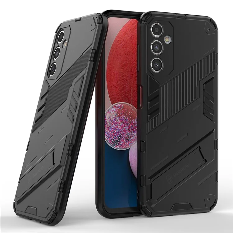 Funda protectora a prueba de caídas para Samsung Galaxy A14 5G / A14 4G, cubierta híbrida resistente a golpes de PC duro + TPU blando con soporte - Negro