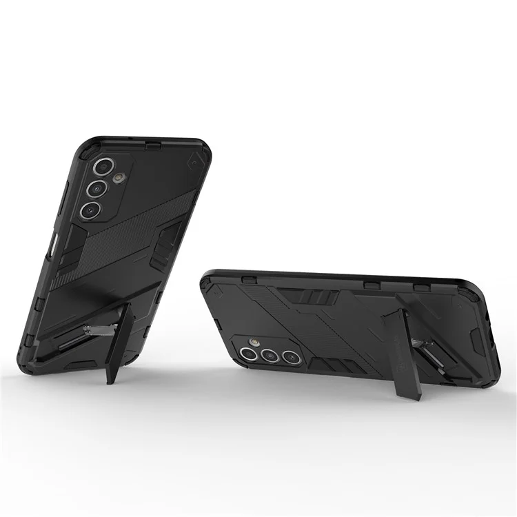 Funda protectora a prueba de caídas para Samsung Galaxy A14 5G / A14 4G, cubierta híbrida resistente a golpes de PC duro + TPU blando con soporte - Negro