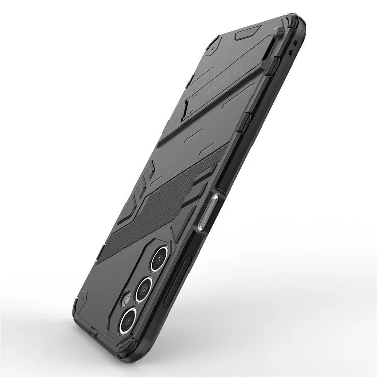 Funda protectora a prueba de caídas para Samsung Galaxy A14 5G / A14 4G, cubierta híbrida resistente a golpes de PC duro + TPU blando con soporte - Negro