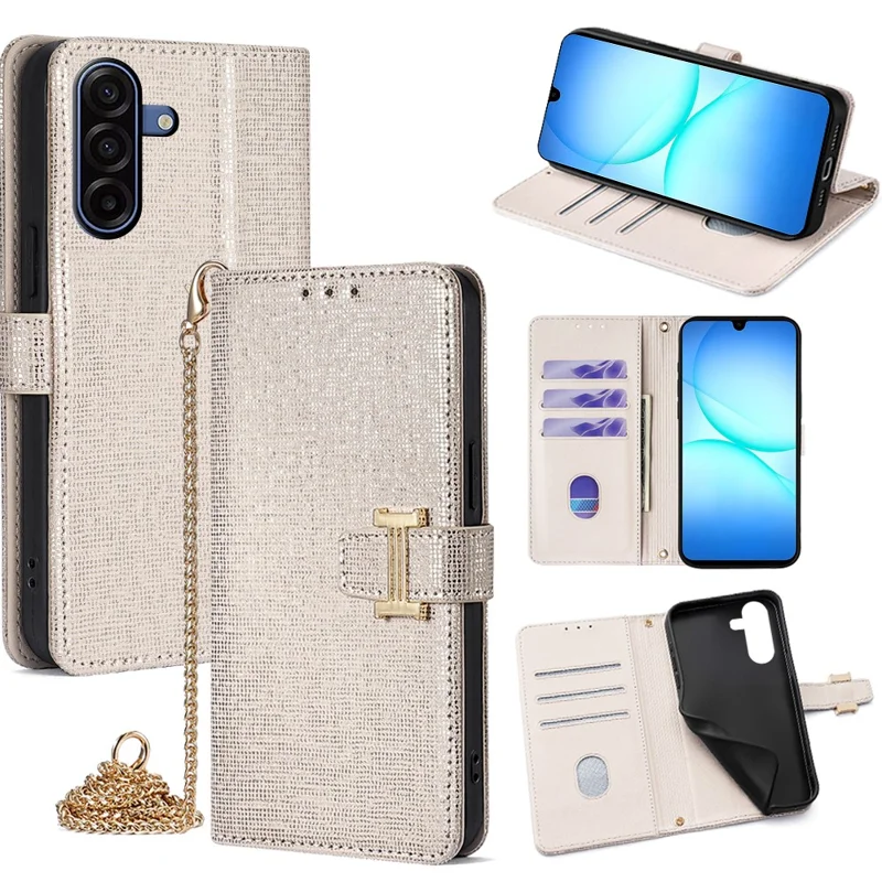 For Samsung Galaxy A17 5G Case Wallet Sequins Leather Crossbody Phone Cover - White