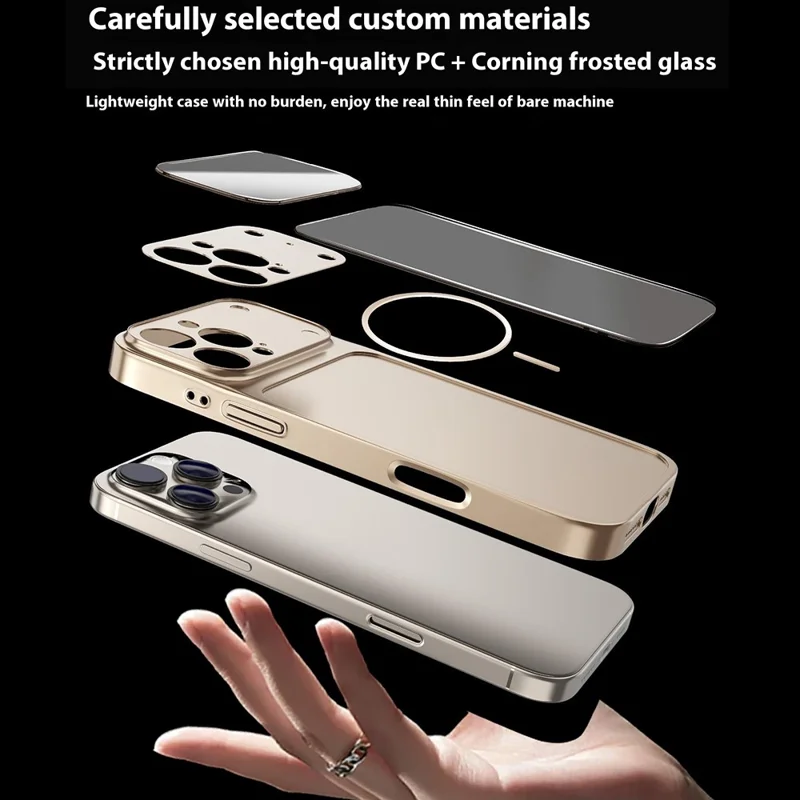 For iPhone 16 Pro Max Magnetic Case Transfer to 17 Pro Max PC Phone Cover with AG Corning Glass Lens Film - Titanium Grey