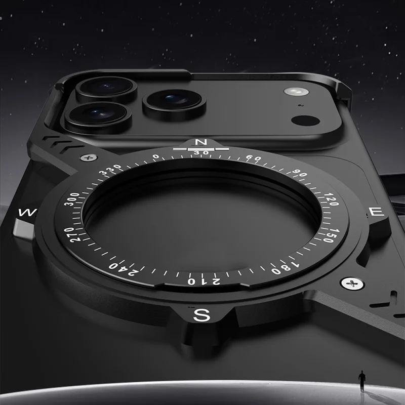 For iPhone 17 Pro Magnetic Case with Kickstand Four Corner Airbag Heat Dissipation Metal Phone Cover - Black