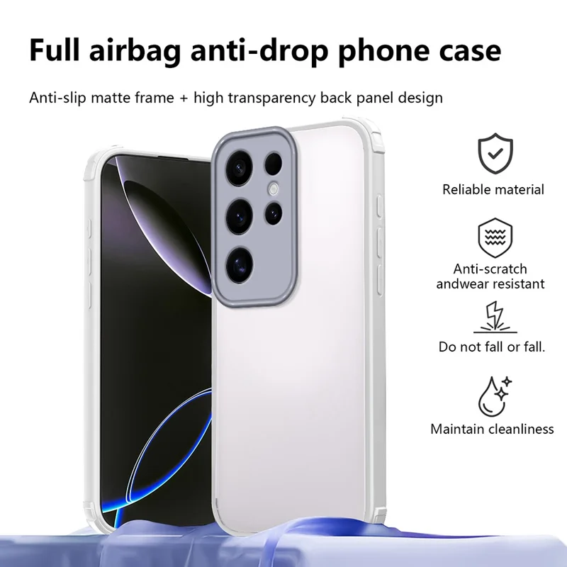 For Samsung Galaxy S24 Ultra Case Reinforced Corner Shockproof TPU + Acrylic Phone Cover - White