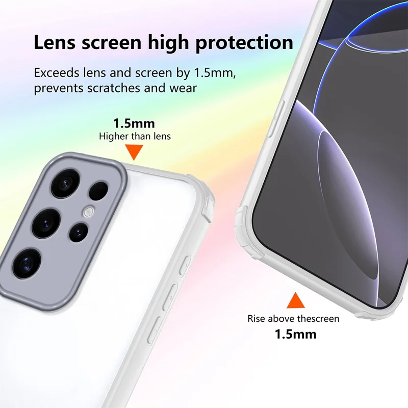 For Samsung Galaxy S24 Ultra Case Reinforced Corner Shockproof TPU + Acrylic Phone Cover - White