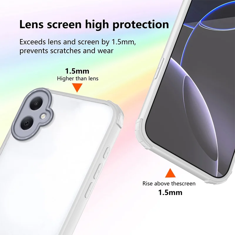 For Samsung Galaxy A06 5G Case Reinforced Corner Shockproof TPU + Acrylic Phone Cover - White