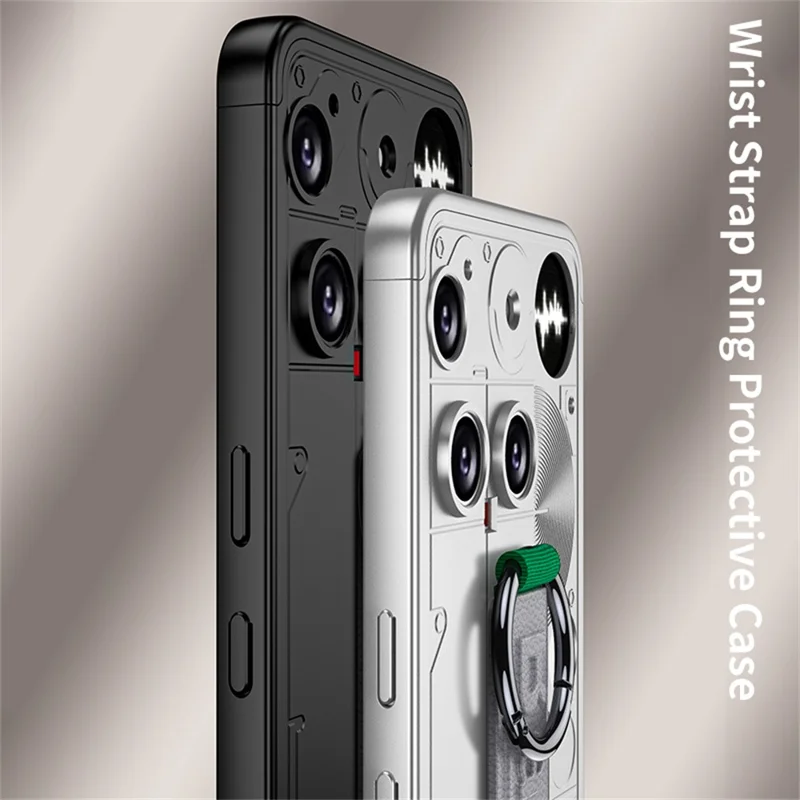 GKK For Nothing Phone (3) 5G Case Hard PC Protective Phone Cover with Wrist Strap Ring Holder - Black