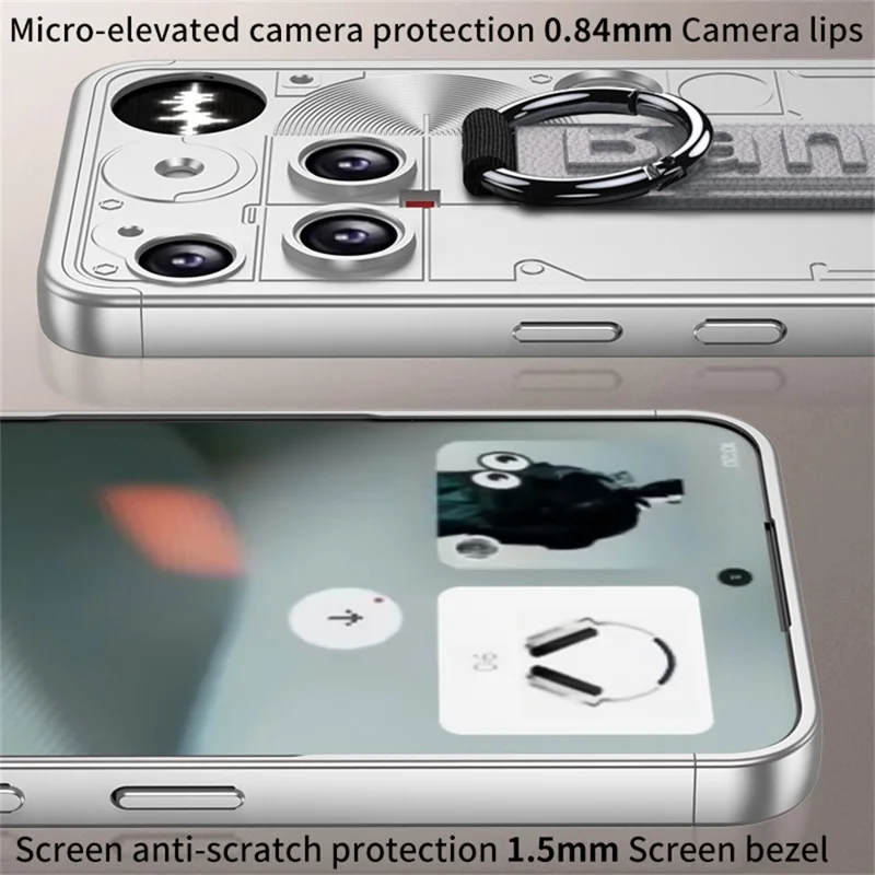 GKK For Nothing Phone (3) 5G Case Hard PC Protective Phone Cover with Wrist Strap Ring Holder - Black