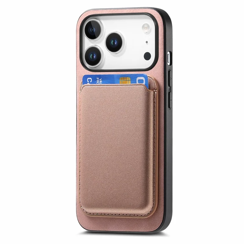 For iPhone 17 Pro Max Case Detachable Magnetic Card Bag Leather + TPU Phone Cover - Pink