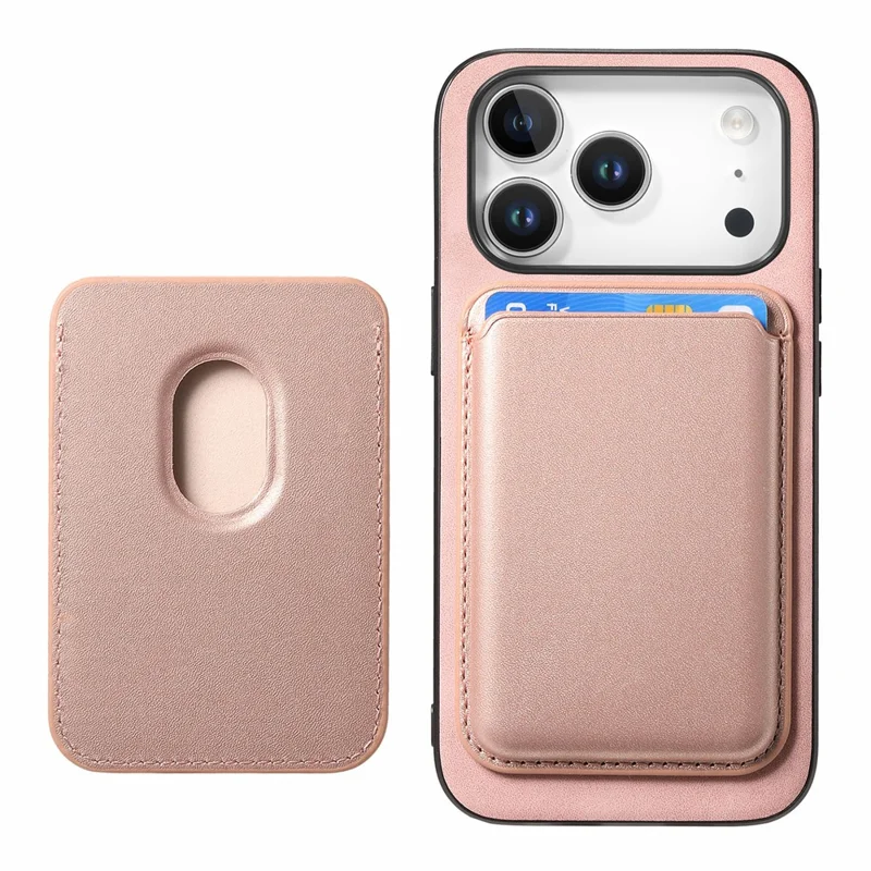 For iPhone 17 Pro Max Case Detachable Magnetic Card Bag Leather + TPU Phone Cover - Pink