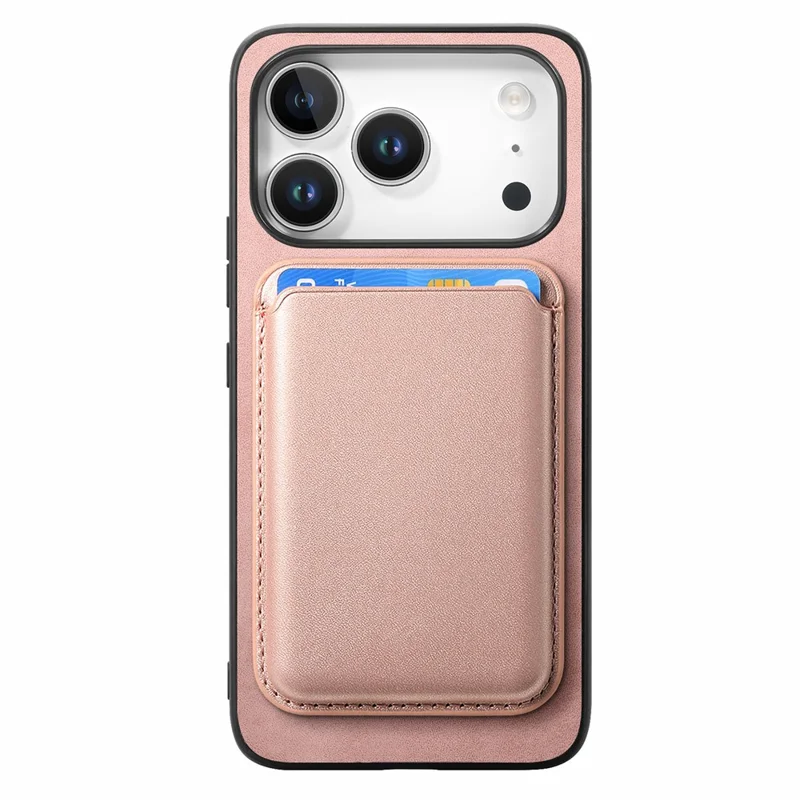 For iPhone 17 Pro Max Case Detachable Magnetic Card Bag Leather + TPU Phone Cover - Pink