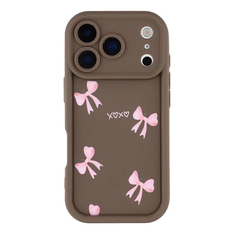 For iPhone 17 Pro Max Case Aesthetic Pattern Print TPU Shockproof Phone Cover - Bow / Brown