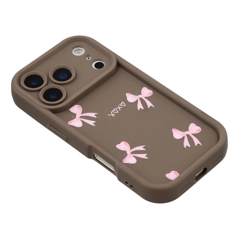 For iPhone 17 Pro Max Case Aesthetic Pattern Print TPU Shockproof Phone Cover - Bow / Brown