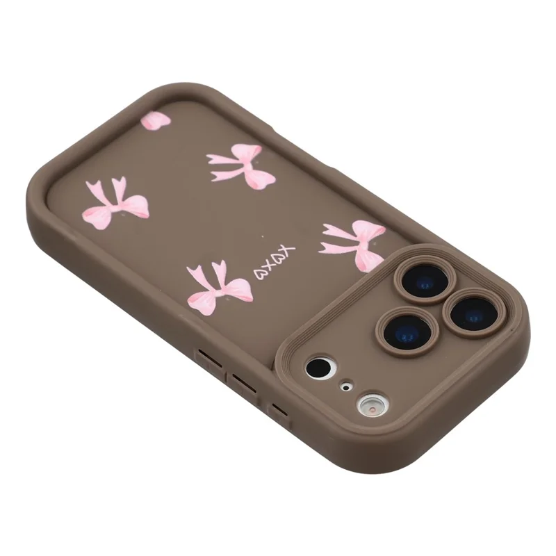 For iPhone 17 Pro Max Case Aesthetic Pattern Print TPU Shockproof Phone Cover - Bow / Brown