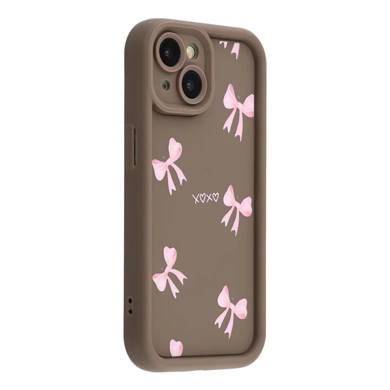 غطاء لهاتف iPhone 14 Plus بتصميم جذاب مطبوع من مادة TPU مقاوم للصدمات - رباط/بني