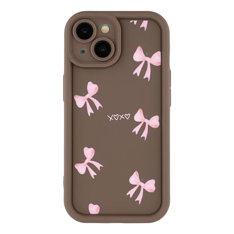غطاء لهاتف iPhone 14 Plus بتصميم جذاب مطبوع من مادة TPU مقاوم للصدمات - رباط/بني