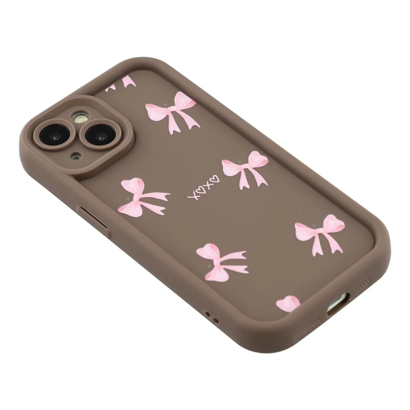 غطاء لهاتف iPhone 14 Plus بتصميم جذاب مطبوع من مادة TPU مقاوم للصدمات - رباط/بني