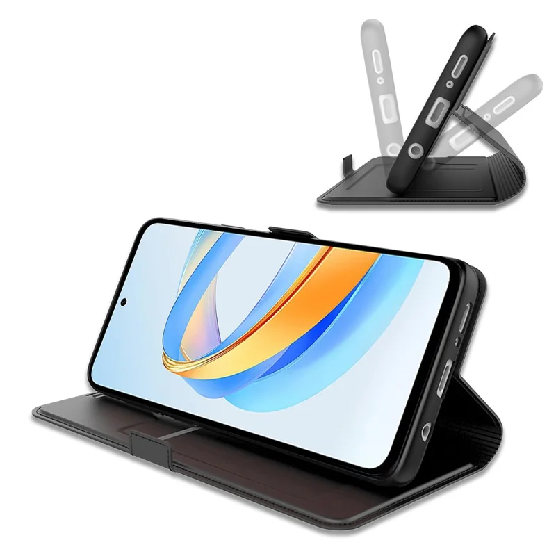 Para Honra Jogar 70 Plus 5G Caixa Resistente a Choques Capa de Telefone de Couro TPU Interno Slot para Cartão - Preto