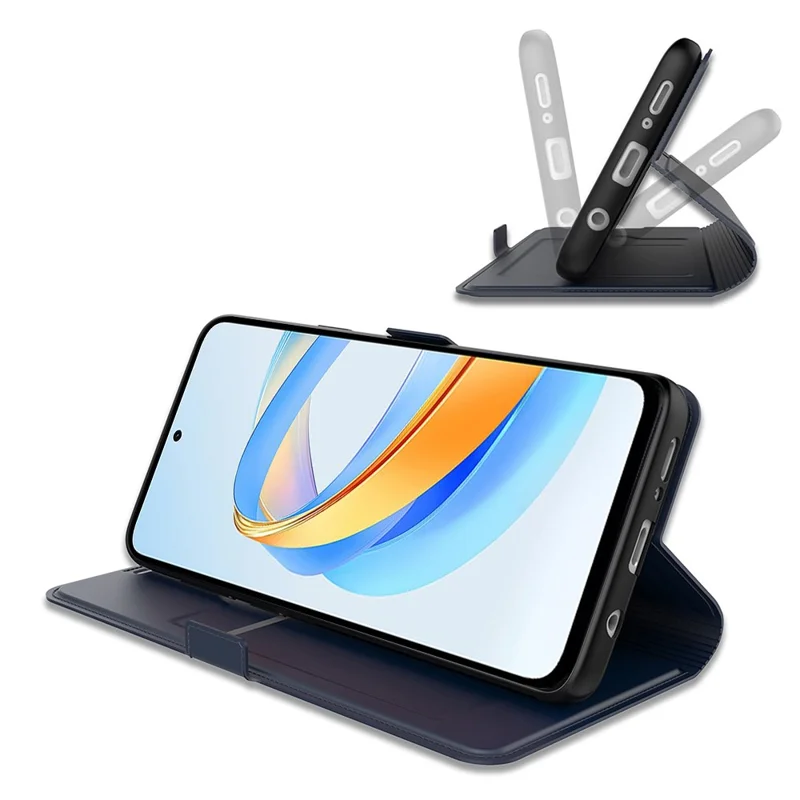 For Honor Play10C 5G Case Shockproof TPU Inner Shell Leather Phone Cover Card Slot - Blue