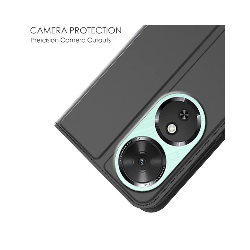 For Honor Play10C 5G Case PU Leather Phone Cover with Card Holder Stand - Black