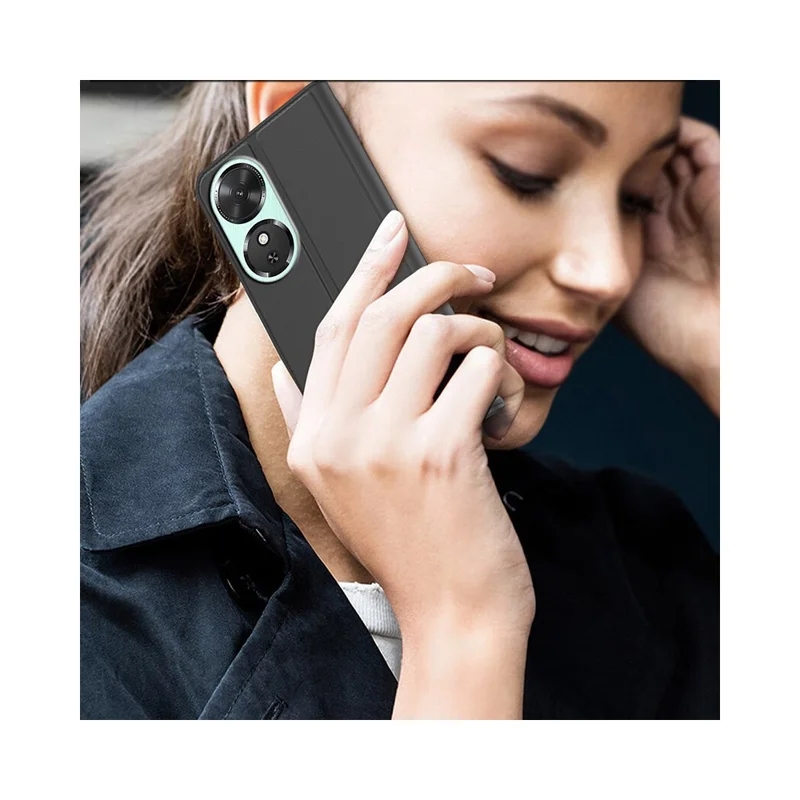 For Honor Play10C 5G Case PU Leather Phone Cover with Card Holder Stand - Black