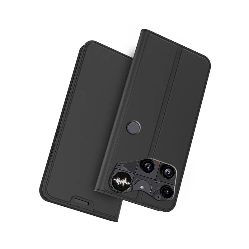 For Nothing Phone (3) 5G Case PU Leather Phone Cover with Card Holder Stand - Black