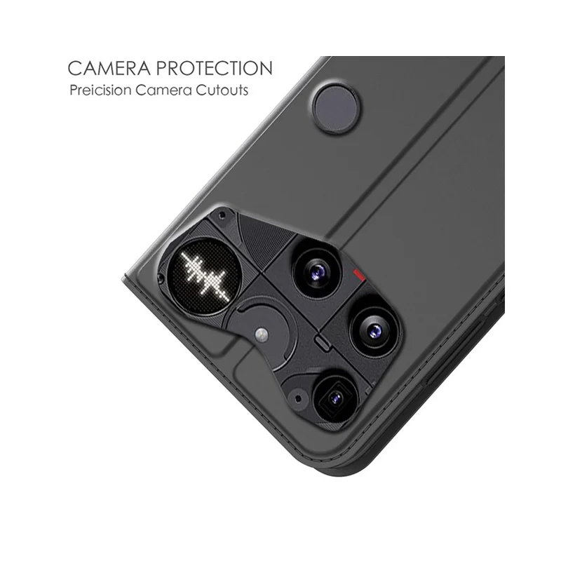 For Nothing Phone (3) 5G Case PU Leather Phone Cover with Card Holder Stand - Black