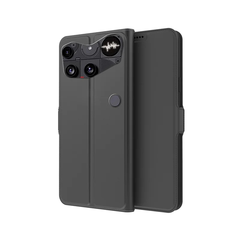 For Nothing Phone (3) 5G Case Shockproof TPU Inner Shell Leather Phone Cover Card Slot - Black
