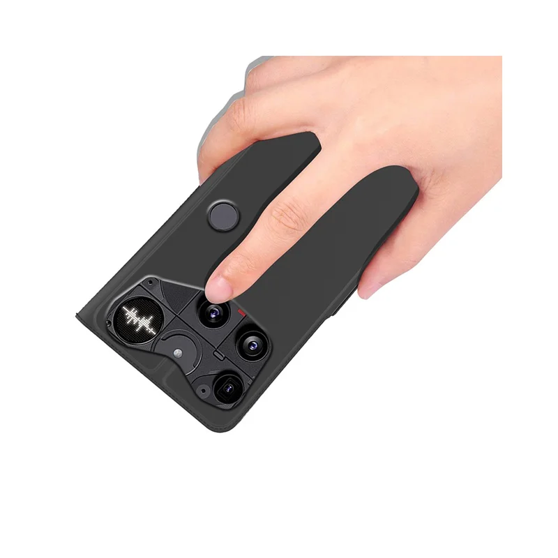 For Nothing Phone (3) 5G Case Shockproof TPU Inner Shell Leather Phone Cover Card Slot - Black