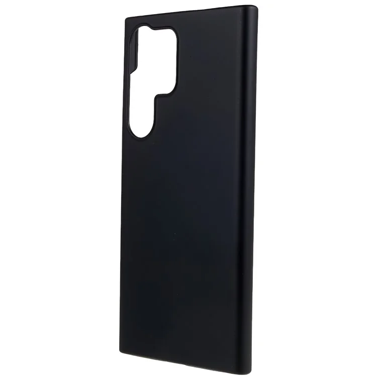 For Samsung Galaxy S23 Ultra Hard Plastic Rubberized Glossy Phone Back Case Drop Resistant Cellphone Cover - Black