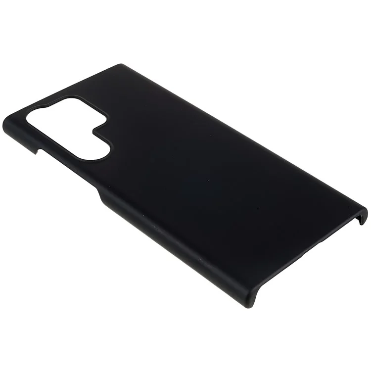 For Samsung Galaxy S23 Ultra Hard Plastic Rubberized Glossy Phone Back Case Drop Resistant Cellphone Cover - Black
