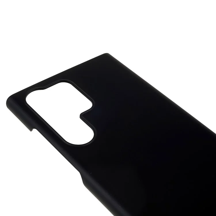 For Samsung Galaxy S23 Ultra Hard Plastic Rubberized Glossy Phone Back Case Drop Resistant Cellphone Cover - Black