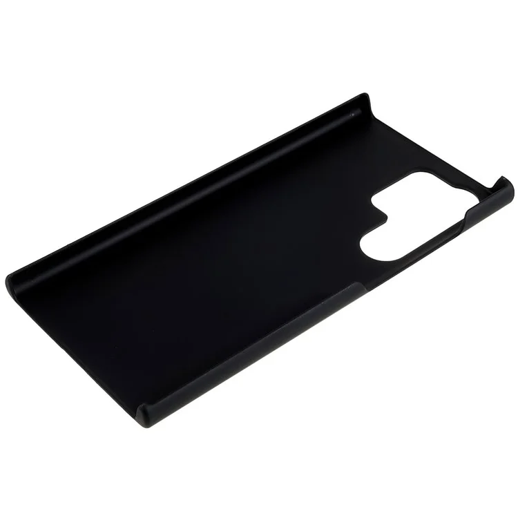 For Samsung Galaxy S23 Ultra Hard Plastic Rubberized Glossy Phone Back Case Drop Resistant Cellphone Cover - Black