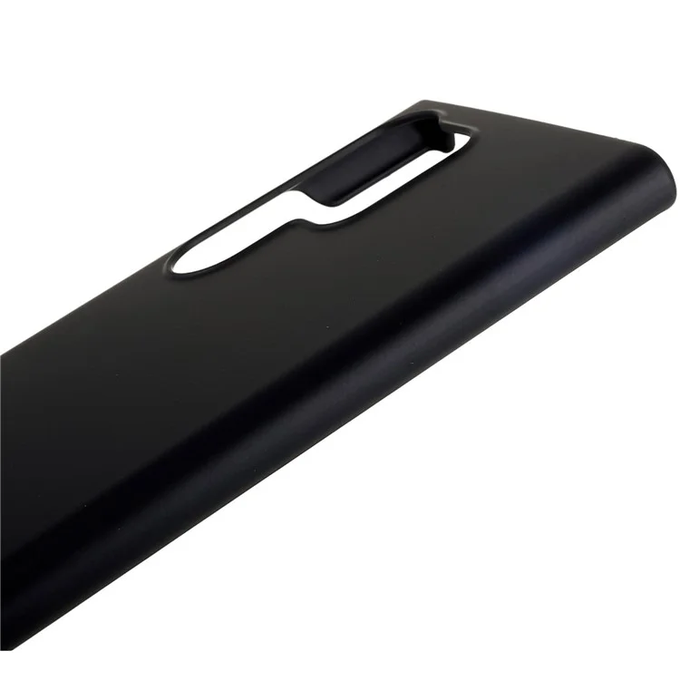 For Samsung Galaxy S23 Ultra Hard Plastic Rubberized Glossy Phone Back Case Drop Resistant Cellphone Cover - Black