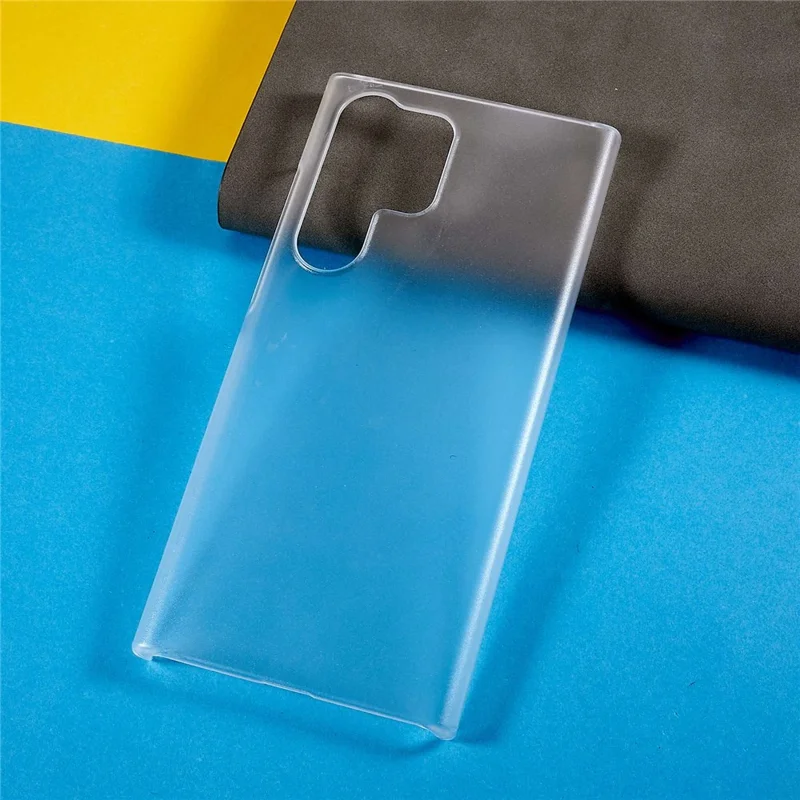 For Samsung Galaxy S23 Ultra Hard Plastic Rubberized Matte Phone Back Case Drop Resistant Cellphone Cover - Transparent