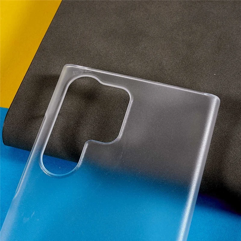 For Samsung Galaxy S23 Ultra Hard Plastic Rubberized Matte Phone Back Case Drop Resistant Cellphone Cover - Transparent