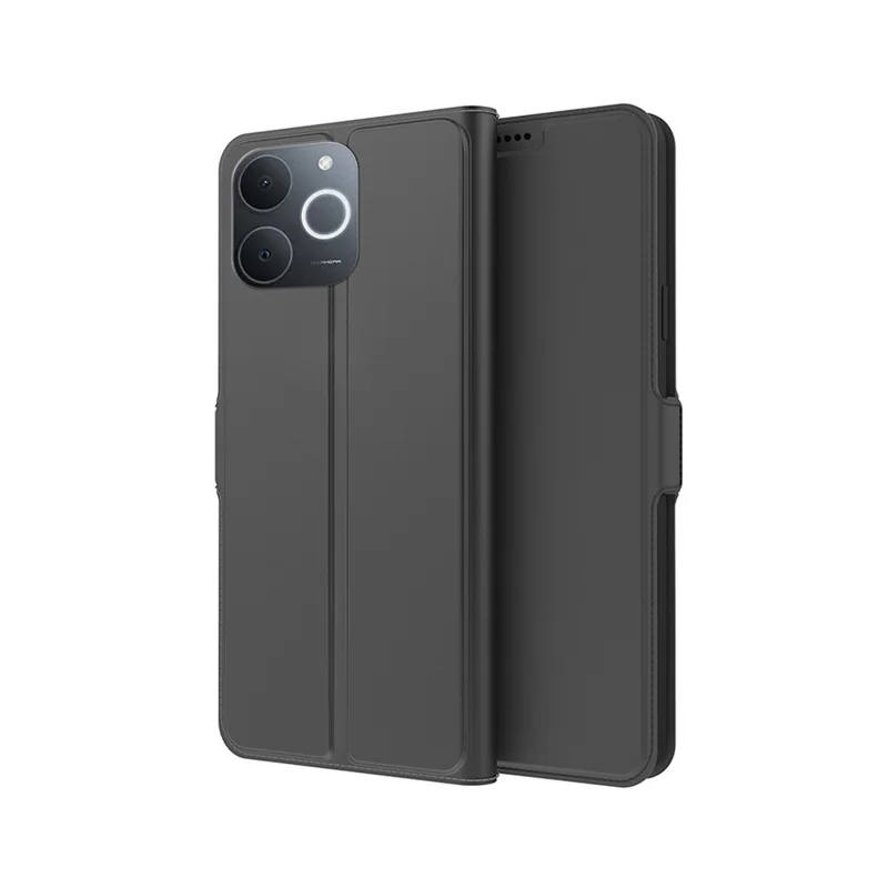 For Realme Note 70T 4G / Narzo 80 Lite 4G Case Shockproof TPU Inner Shell Leather Phone Cover Card Slot - Black