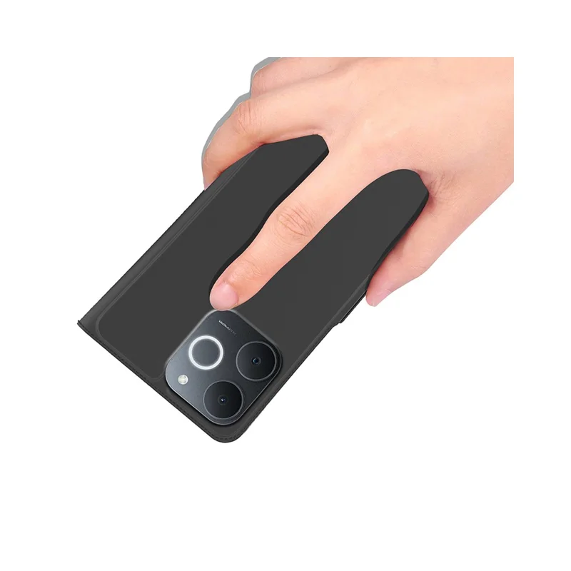 For Realme Note 70T 4G / Narzo 80 Lite 4G Case Shockproof TPU Inner Shell Leather Phone Cover Card Slot - Black