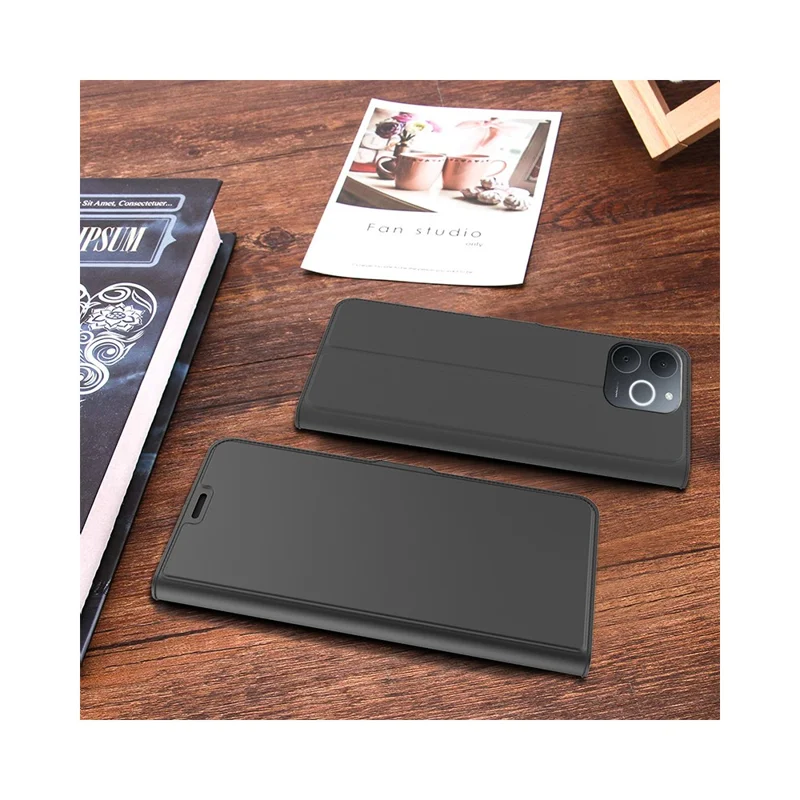 For Realme Note 70T 4G / Narzo 80 Lite 4G Case Shockproof TPU Inner Shell Leather Phone Cover Card Slot - Black